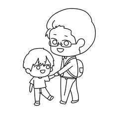 A man and a boy are holding hands