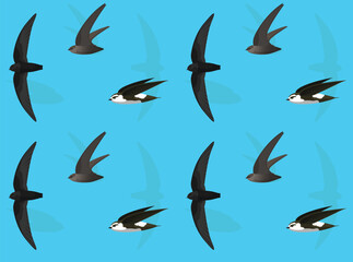 Bird Black Swift Cartoon Cute Seamless Wallpaper Background