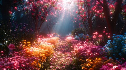 Colorful flowers in the forest for nuture background