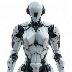 Naklejka premium robot with headphones and a blue eye