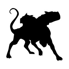 silhouette of a three-headed dog or ceberus