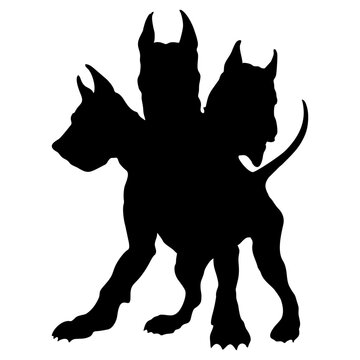 black cerberus silhouette on white background clip art preview