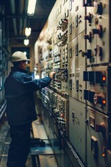 Obraz premium Operator at Control Panel