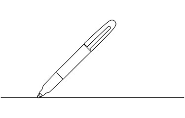 Marker pen icon. High. High quality logo for web site design and mobile apps. Vector illustration on a white background, One continuous line drawing of pen. Pencil symbol of study and education