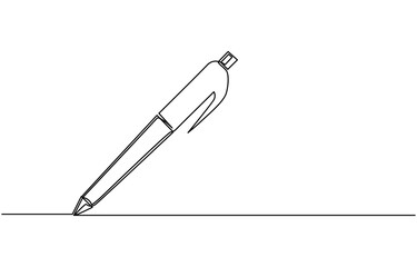 Marker pen icon. High. High quality logo for web site design and mobile apps. Vector illustration on a white background, One continuous line drawing of pen. Pencil symbol of study and education
