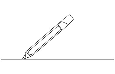Marker pen icon. High. High quality logo for web site design and mobile apps. Vector illustration on a white background, One continuous line drawing of pen. Pencil symbol of study and education