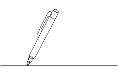 Obraz premium Marker pen icon. High. High quality logo for web site design and mobile apps. Vector illustration on a white background, One continuous line drawing of pen. Pencil symbol of study and education