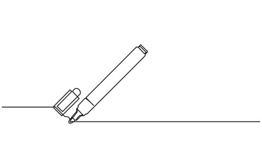 Marker pen icon. High. High quality logo for web site design and mobile apps. Vector illustration on a white background, One continuous line drawing of pen. Pencil symbol of study and education