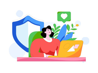 Business network security character flat vector concept operation hand drawn illustration
