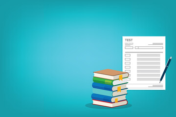 Exam, school test. Examination concept. Vector illustration.	