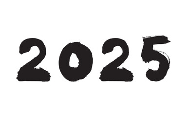 2025年　手書きの筆文字　年賀状素材