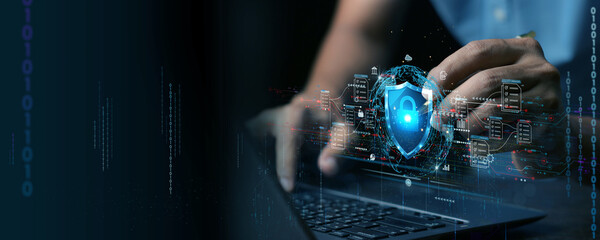 cyber security concept, Login, User, identification information security and encryption, secure...