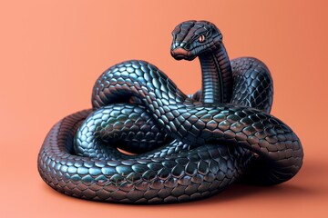 Obraz premium A snake with a body is laying on a red background