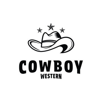 Cowboy hat western texas logo design vintage retro style	