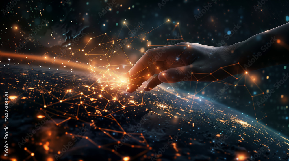 Poster global network connection. next generation technology and new era of innovation