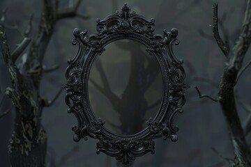 A black mirror with a background