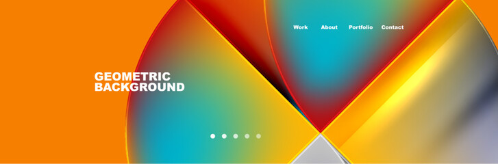 Round triangles and squares web site page template. Vector Illustration For Wallpaper, Banner, Background, Card, Book Illustration, landing page