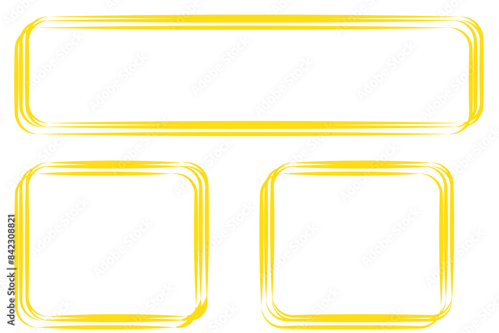 Poster hand draw doodle frame set. box, square, rectangle brush pen line stroke scribble element for highli