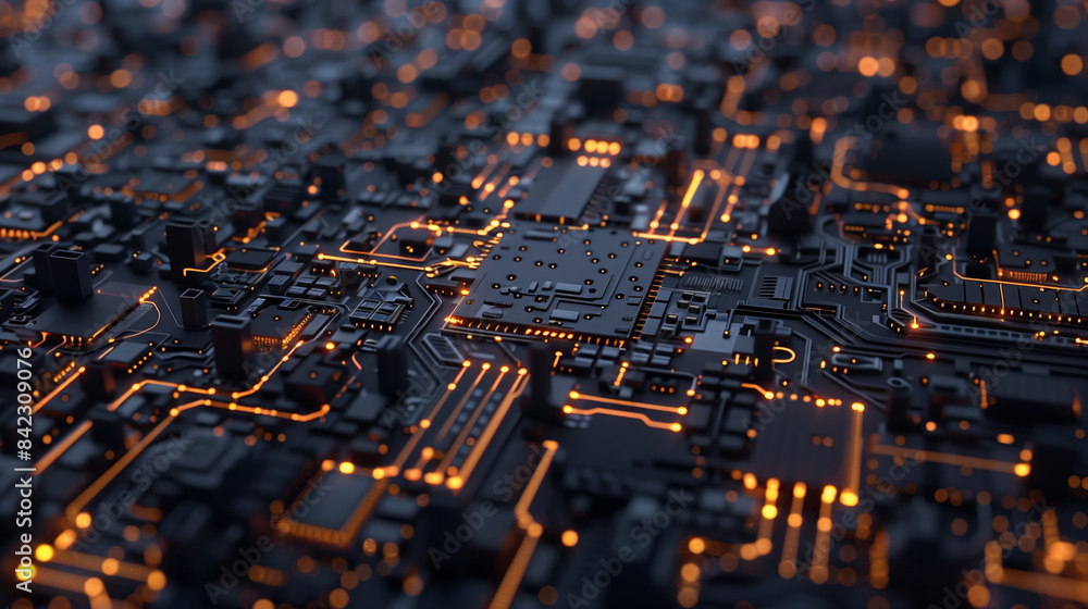 Poster circuit board. cpu processor on a motherboard