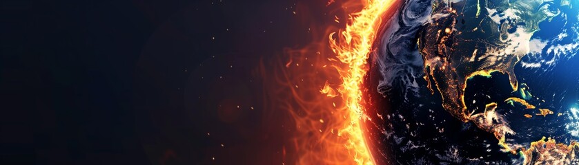 Fototapeta premium Burning Earth Image Depicting Environmental Crisis and Global Warming