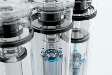 A machine with a blue and pink casing