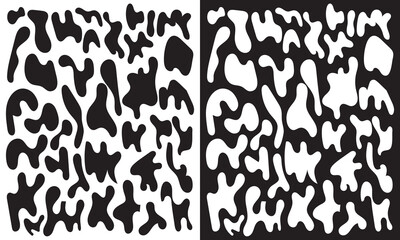 Liquid abstract organic blob shapes background set. Wavy elements bubbles and drops. EPS 10 