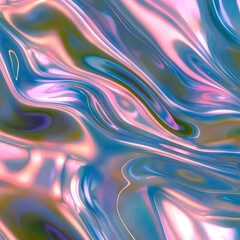 Obraz premium Abstract background of gold hologram waves with pink hues. Fantasy vintage blurred background. Wallpaper with soft colour transition.