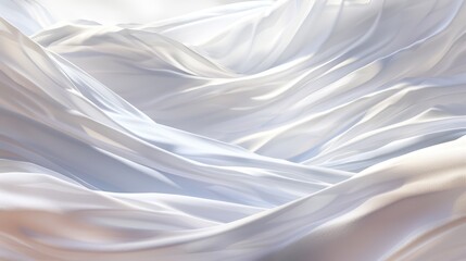 Abstract flowing white fabric creating a sense of softness and elegance. Concept of purity, movement, and luxury.