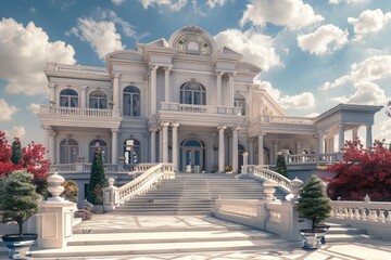 Fototapeta premium A large, ornate house with a grand entrance