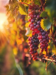 Fresh grapes on vine