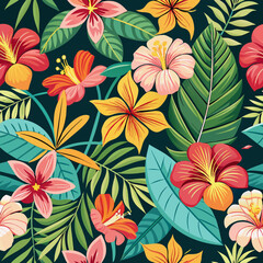 Elements of Hawaii with a seamless pattern design.