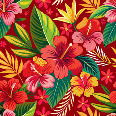 Elements of Hawaii with a seamless pattern design.