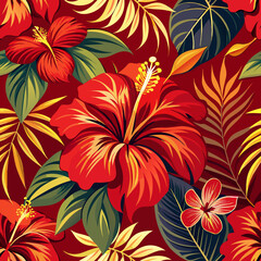 Fototapeta premium Elements of Hawaii with a seamless pattern design.