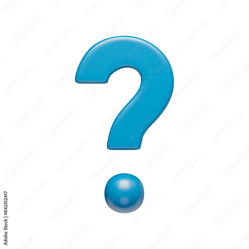 Fototapete realistic shiny question mark sign isolated on white. interrogation mark icon with 3d effect. faq, s