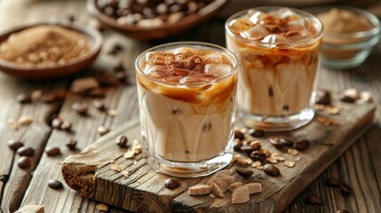 Delicious Iced Milk Coffee in the Afternoon