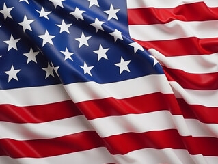Close-up of the American flag with vibrant stars and stripes, symbolizing patriotism, freedom, and national pride.