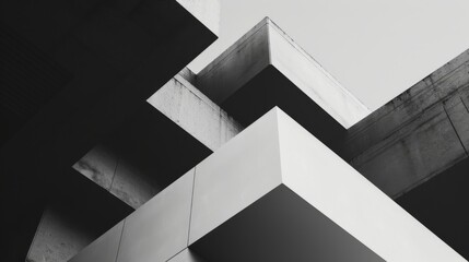 Obraz premium Minimalistic Abstract Architecture Desktop Wallpaper, Geometric Shapes, Monochromatic color, Modern Simplicity, banner design, brochure, pattern design, web, wallpaper, background template