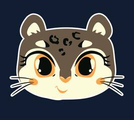 Vector illustration of feline face in cartoon style.