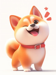 Naklejka premium Cute 3D dog animal patterns, illustrations, posters, background images, decorative graphics, wallpapers, stickers.