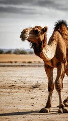 A Camel with an Arid Desert Background