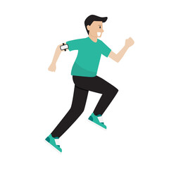 Man is running exercise. Flat design illustration