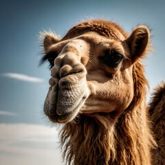 A Camel with an Arid Desert Background