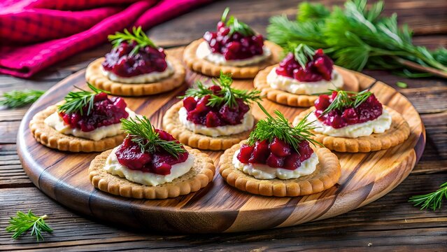 Beetroot And Cream Cheese Canapes.