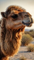Fototapeta premium A Camel with an Arid Desert Background
