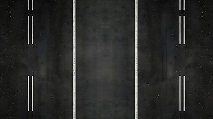 Empty highway black asphalt road and white dividing lines Top view : Generative AI