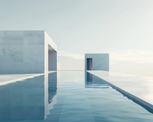 Minimalistic Abstract Architecture Desktop Wallpaper, Geometric Shapes, Monochromatic color, Modern Simplicity, landscape design, banner design, brochure, pattern design, web, wallpaper, background te