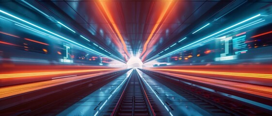 Highspeed rail systems in a futuristic station