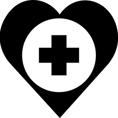 Heart shape with circle and plus sign