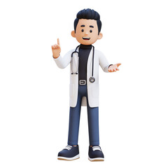 3D Doctor Character Explaining Pose. Suitable for Medical content