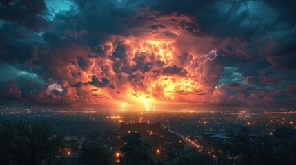 Lightning forks across the heavens, framing the podium in a breathtaking display of natural power and beauty.